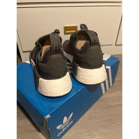 Mens Adidas NMD Grey Scarlet Blue Size 10! - Picture 7 of 11